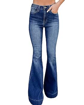 FELIM フェリム　HW BELL BOTTOM DENIM / BLU Amazon.com: Women's Classic High Waist Flare Bell Bottom